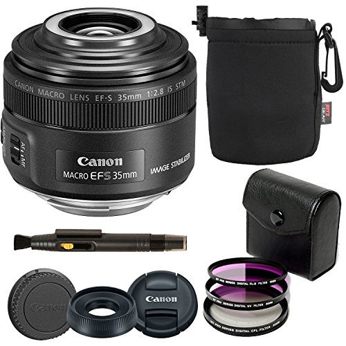 Canon 35mm F/2.8 Macro Is STM Lens Ritz Gear Small Protective Pouch, 49mm 3 Pc. Digital Filter Set TD Lens Cleaning Pen Accessory Bundle