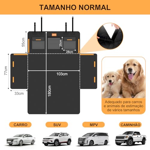 Capa Protetora Carro Pet Proteção 4 em 1 Porta-malas Impermeável Fundo Reforçado Lavável À Máquina Universal