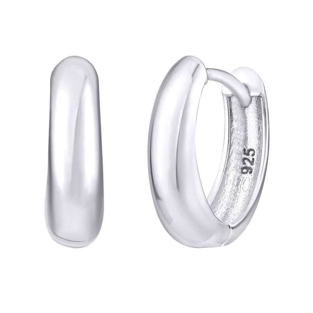 SILVEGO - QRE022 - Women's 925 Sterling Silver Hoop Earrings Width 5 mm Height 16 mm
