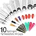 LotFancy 10 Pack Syringe Luer Lock with 14ga 18ga 20ga Blunt Tip Needle and Caps, 1ml 3ml 5ml 10ml 20ml Glue Applicator Syringe for Refilling & Measuring, Oil, E Juice, E Liquid, E Cig, Wood Glue
