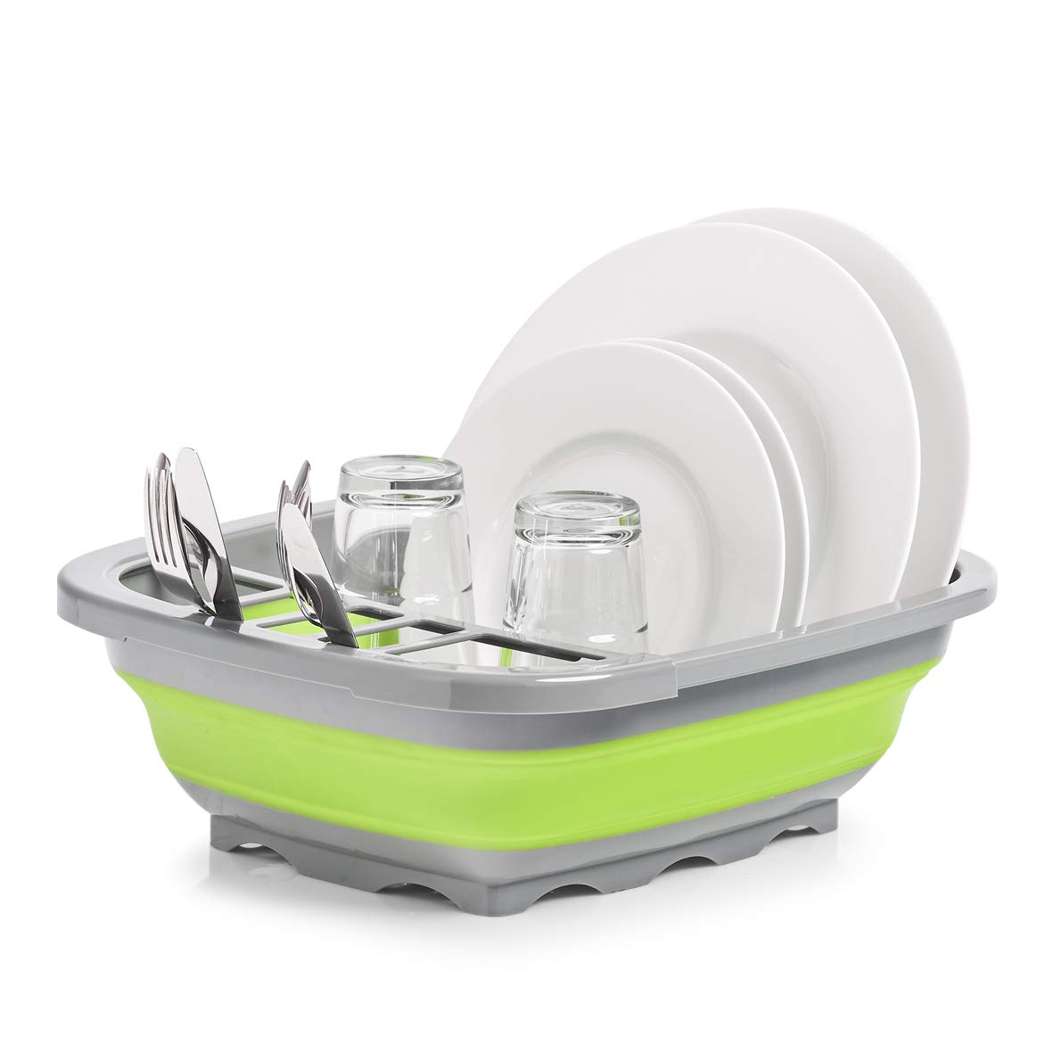 Zeller Collapsible Dish Drainer Plastic Grey Green/Anthracite Approx. 38.4 x 32.4 x 4.6/12 cm
