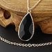 Women's Gold Plated Chain Wrapped Natural Stone Crystal Drop Pendant Necklace (Black)