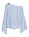 YesFashion Blue Striped Trumpet Sleeve Off Shoulder Blouse