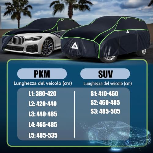 Cowtcver Car Hail Protection Cover, Outdoor Car Hail Protection Garage with Separate Sunshade, Car Cover for Protection from Hail, Sun and Rain (Saloon 470-490cm)
