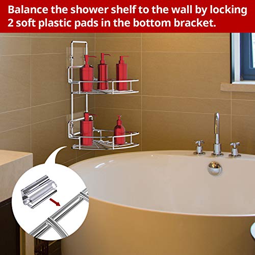 Vdomus Strong Shower Caddy 2 Tier Bathroom Corner Shelf Organizer