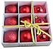 Festive Season Red Shatterproof Christmas Balls Ornaments, Tree Decorations (Set of 9, 80mm)