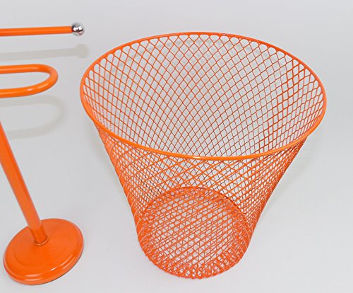 Orange Wire Metal Trash Can Waste Basket Garbage - Thumbnail 7
