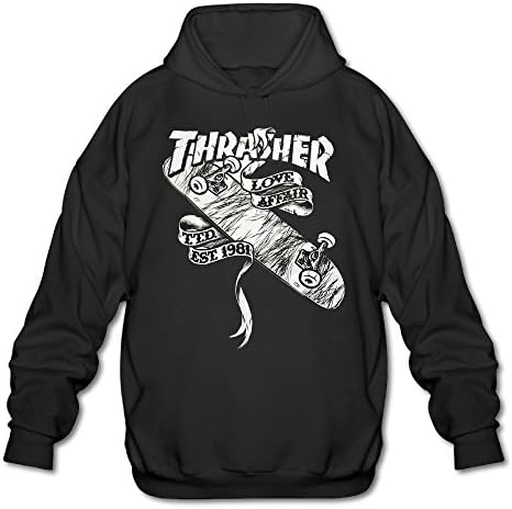 LAIFU Thrasher Skateboar Love Affair Men's Funny Hoodies Sweatshirt Black