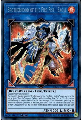 YuGiOh FIGA-EN016 1st Ed Brotherhood of the Fire Fist - Eagle Secret Rare Card Fists of the Gadgets Single Card