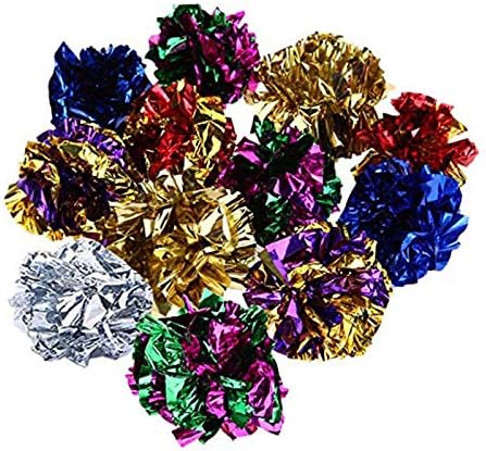 12xNamgiy Crinkle Balls Crackle Foil Balls Cat Toy Sound Crinkle Balls Kitten Sound Toy Sound Ball Random Color 4~5CM