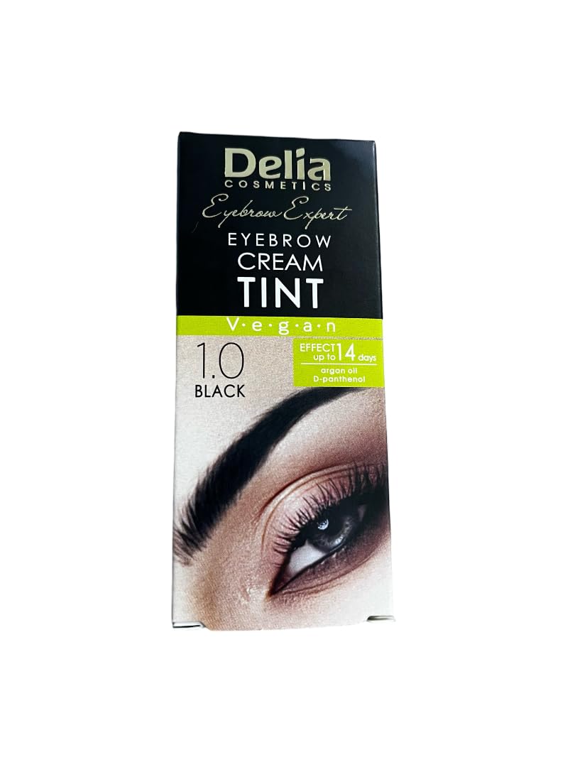 Delia Cosmetics - Creamy Eyebrow Tint - BLACK - Professional Coloring - Easy Application - 15ml
