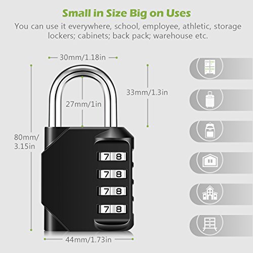KeeKit Combination Lock, 4 Digit Combination Padlock, Weatherproof Outdoor Gate Lock, Locker Lock for School, Gym, Employee, Combination Lock for Case, Toolbox, Hasp Cabinet and Storage, 2 Pack