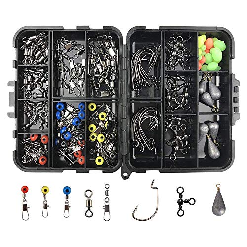 160 stücke Angelhaken Angelzubehör Kit Einschließlich Jig Hooks Verschiedene Angeln Wirbel Snaps Angeln Set Perlen…