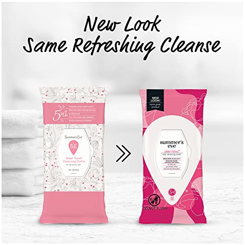 Summer's Eve Sheer Floral Daily Refreshing Feminine Wipes, Removes Odor