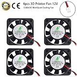 MakerFocus 4pcs 3D Printer Fan 12V, 40mm 12 Volt Fan 0.08A DC Mini Quiet Cooling Fan 40X40X10mm with 28cm Cable for 3D Printer, DVR and Other Small Appliances Series Repair Replacement