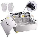 Yescom Commercial 5000W 20L Electric Countertop Deep Fryer Stainless Steel Single Large Tank Basket Restaurant