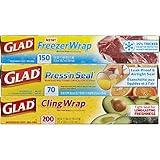 Glad Plastic Food Wrap Variety Pack - Press'n Seal Wrap - FreezerWrap - ClingWrap - 3 pack