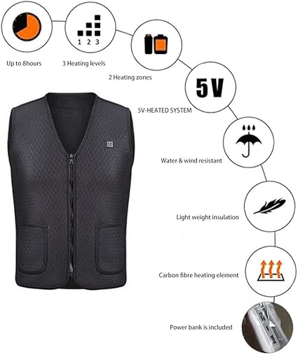 Xuanyang Eléctrico Chaleco Climatizado Ligero USB Hombres Chaleco