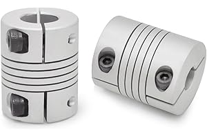 Sinoblu 2 pieces Flexible Beam Coupling 6mm to 8mm, Aluminum Alloy Shaft Coupling 25mm Length 20mm Diameter, Stepper Servo Motor Flexible Coupler Joint Connector for 5D Printer CNC Machine DIY Encoder