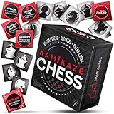 Kamikaze Chess Card Game + Checkers + Board + Variations! 64 Playing Cards, Pocket Sized Travel Deck