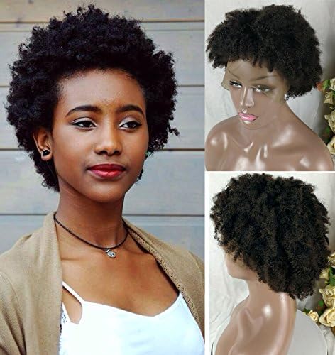 LEOMI Afro Kinky Curly Brazilian Virgin Human Hair Full Lace Wigs With Baby Hair Top Grade Human Hair Lace Front Wigs For Black Women Natural Color 150% Density (12 inches, Full Lace Wig)