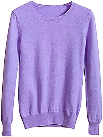 BLady Women Polyester Cashmere Wool Blend Full Sleeve Solid Color Sweater, Lavender S,Manufacturer(M)
