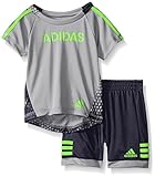 adidas Baby Boys' Tee and Active Short Set, Silver Gray, 24 Months