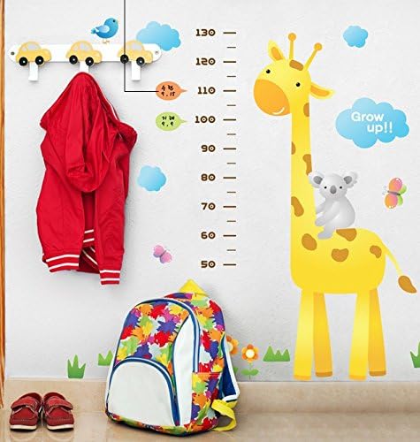 Deco MRO Mr. Giraffe Height Growth Chart 19.68" X 27.55" Removable Wall Art Decal Sticker Decor Mural DIY Vinyl / comes in 2 Sheets