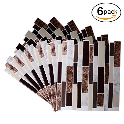 Vamos Tile Premium Anti Mold Peel and Stick Tile Backsplash,Stick On Backsplash Wall Tiles for Kitchen & Bathroom-Removable,Self Adhesive-10.62" x 10" (6 Sheets)