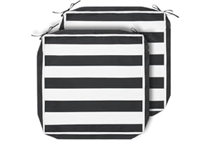 Magpie Fabrics Indoor Outdoor Cushion Cover Replacement 2 Pack, NO Insert! Water Repellent Slipcover with Ties Christmas Decor for Patio Garden Chair Seat Sofa Bench Wicker(Black White, 24x24x4 Inch)