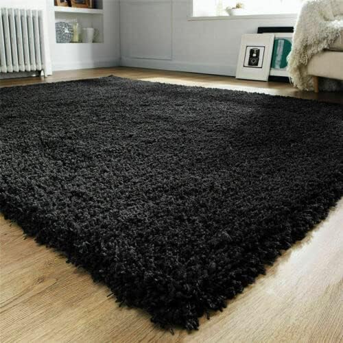 Prime Plus Extra Thick 5cm Pile Shaggy Rug Black 60 x 110cm
