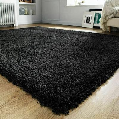Prime Plus Extra Thick 5cm Pile Shaggy Rug Black 60 x 110cm