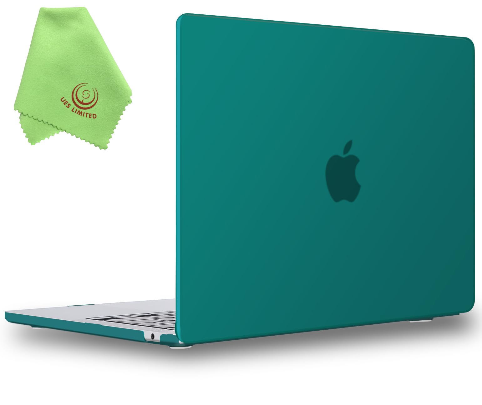 UESWILL Case Compatible with MacBook Air (15 inch, M2 M3 M4 M5, 2023 2024 2025 2026) Model A3448 A3241 A3114 A2941, Matte Hard Shell Cover + Microfiber Cloth, Peacock Green