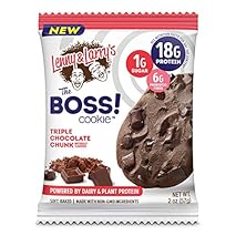 Lenny & Larry's The BOSS Cookie, Triple Chocolate Chunk, 2 oz, 18g Dairy & Plant Protein, 1g Sugar, 6g Fiber, 1g Net…