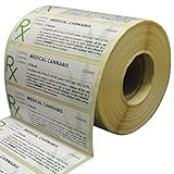 Generic Medical Cannabis Labels, State Compliant Sticker Decal Marijuana, 500 Labels Per Roll with Large Rx Symbol
