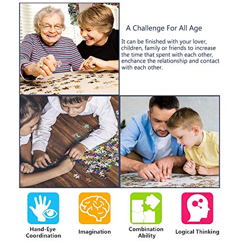 Jigsaw Puzzles for Adults 1000 Piece Puzzle for Adults 1000 Piece - Romantic Greek Town - 1000 Piece Puzzle Large Wooden Puzzles Kids Educational Game Toys Gift for Home Wall Decoration