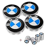 Enseng Set of 4 - BMW Wheel Center Caps Emblem, 68mm BMW Rim Center Hub Caps for All Models with BMW Wheels Logo Blue & White Color