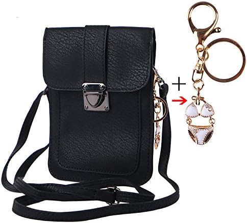 Mini Shoulder Bag Roomy Pockets Small Crossbody Phone Purse Cell Phone Pouch Wallet Black