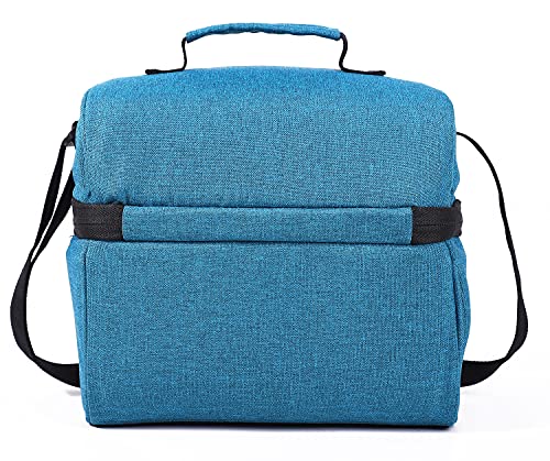 MORIOX Dual Compartment Lunch Boxes Leakproof Lunch Cooler Bag Tote with Shoulder Strap for Men Women Kids Boys Girls for Work Picnic (Ocean Blue)