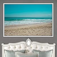 Framed Canvas Wall Art Coastal Freedom Aerial Beach Beach Coastal Cool Minimalism Multicolor Photography Relax/Calm - 16x24 inches