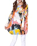 ELLAZHU Women Baggy Abstract Face Print Knit Pullover Dress Onesize SZ17