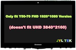 JYLTK New Genuine 15.6" FHD (1920x1080) LCD Screen LED Display + Touch Digitizer + Bezel Frame Assembly for Lenovo Ideapad Y50-70 Y50-70T FRU: 5D10F78784