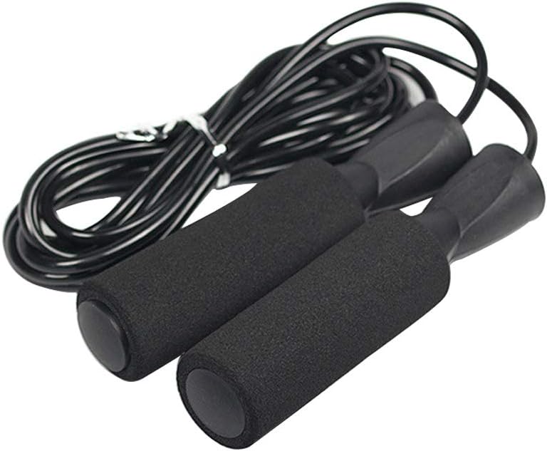 Adjustable Jump Rope with - Cardio Jumping Rope for Men, Women, and Children of All Heights and Skill Levels (Black
