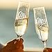 Lily's Atelier Set of 2, Hand Engraving Mr. Mrs. Last Name & Date Custom Wedding Toast Champagne Flute Set, Wedding Toasting Glasses - Etched Flutes for Bride & Groom Customized Wedding Gift #E11