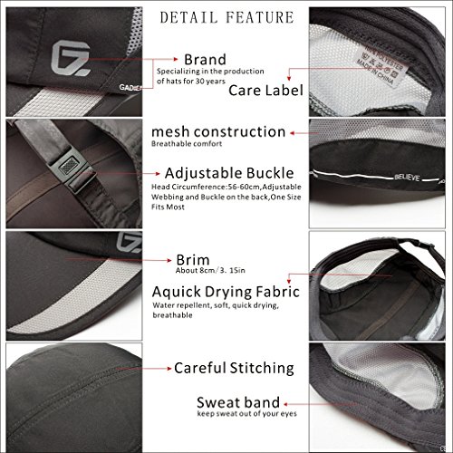 image for GADIEMKENSD Quick Dry Sports Hat Lightweight Breathable Soft Outdoor R
