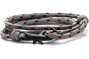 Heavstjer Fashion Plated Black Alloy Shark Tail Hook Colorful Rope Link Bracelet