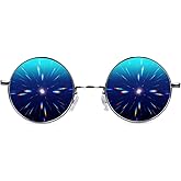 GloFX Diffraction Glasses | Hippie and Pilot Style Metal Frames with Mirror Lens and 3D Prism Rainbow Effect