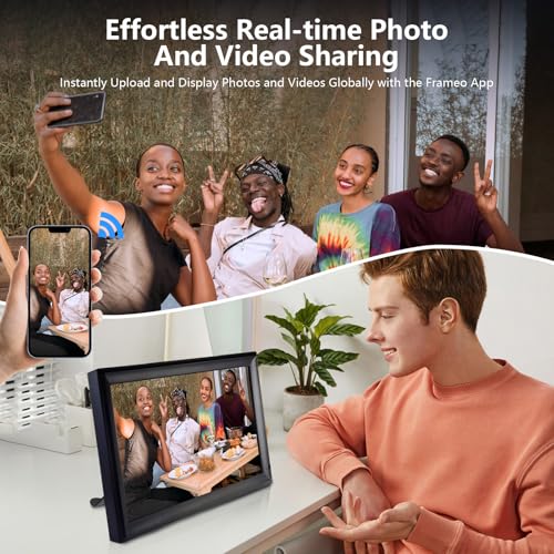 Frameo WiFi Digital Photo Frame 15.6 Inch, PINREK Electronic Picture Frame | Motion Sensor Auto-Wake, IPS HD Touch Screen, Auto-Rotate, Instantly Share Photos Videos from Anywhere, Wall Mountable
