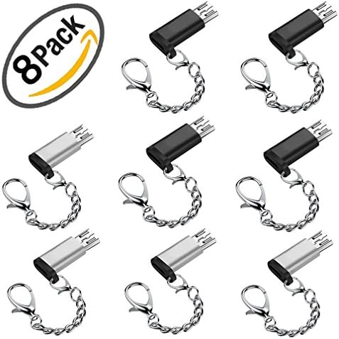 Viaky 8 Pack Micro USB to USB Type C Adapter, Micro USB 2.0 Male to USB Type-C Female Adaptor Data Syncing Charging Converter Cable Connector Android to USB Type C Mini Adaptor
