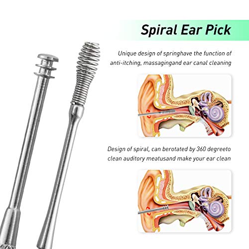 8 Pcs Ear Pick,MUIIGOOD Earwax Removal Kit Ear Cleansing Tool,Ear Curette with Storage Box and Cleaning Brush